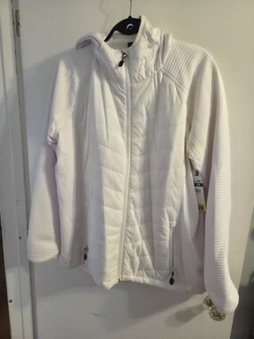 XL Ladies Lightweight White Fall Quilted Hooded Puffer Jacket ACX Active NWT
